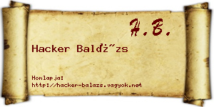 Hacker Balázs névjegykártya